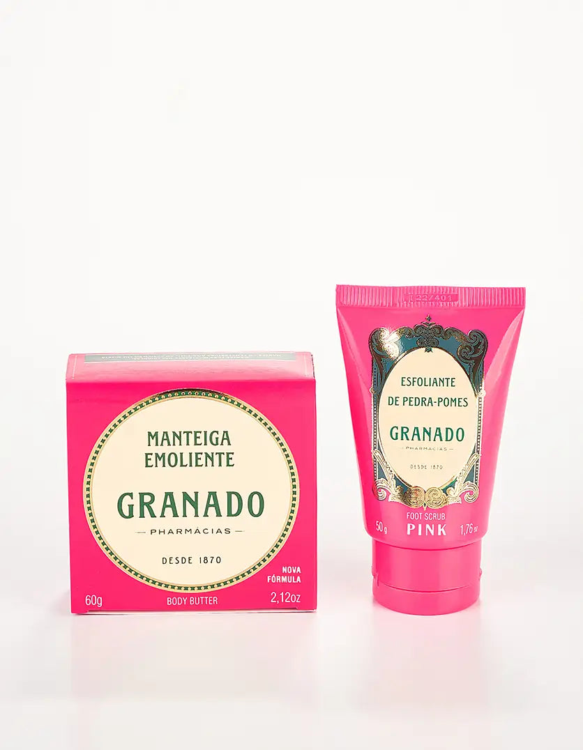 Kit Reparador dos Pés Manteiga e Esfoliante Pedra-Pomes Granado Pink